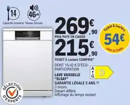 E.Leclerc E.leclerc - lave vaisselle eisary garantie légale 2 ans offre