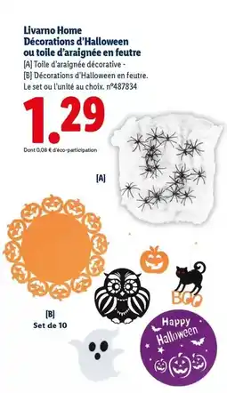 Lidl Livarno home - decorations d'halloween ou toile d'aranginee en feutre offre