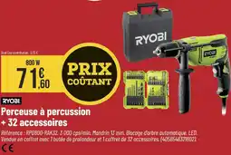 Bricorama RYOBI Perceuse à percussion + 32 accessoires offre