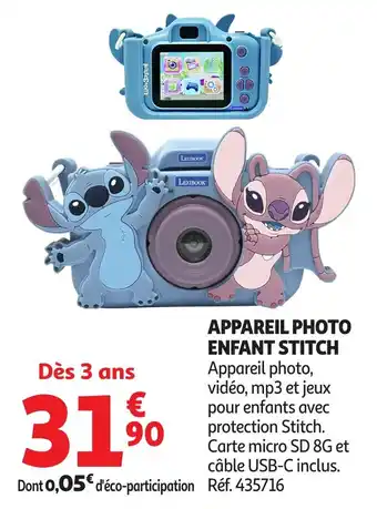 Auchan Appareil photo enfant stitch offre