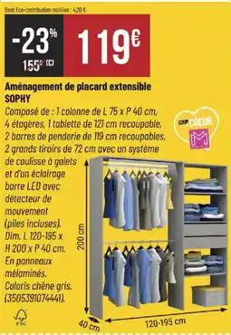 Bricorama Aménagement de placard extensible sophy offre