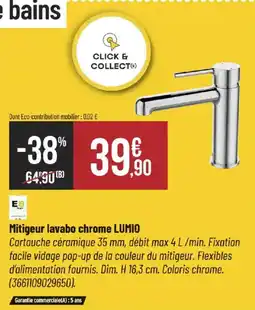 Bricorama Mitigeur lavabo chrome lumio offre