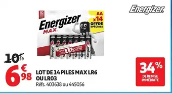 Auchan Lot de 14 piles max lr6 oulro3 offre