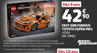 Auchan LEGO TECHNIC Fast and furious toyota supra mk4 offre