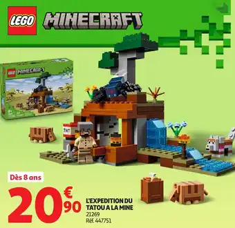 Auchan LEGO Minecraft l'expedition du tatou a la mine offre