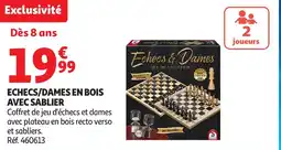 Auchan Echecs/dames en bois avec sablier offre