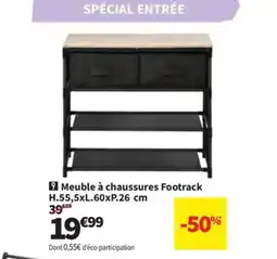 Conforama Meuble à chaussures Footrack H.55,5xL.60xP.26 cm offre