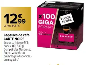 Carrefour Capsules de café Carte Noire offre