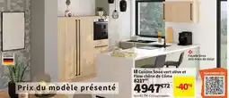 Conforama Cuisine Snoa vert olive et Flow chêne de Côme offre
