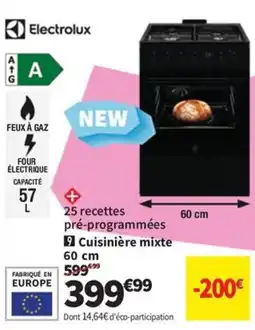 Conforama ELECTROLUX Cuisinière mixte 60 cm offre