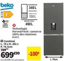 Conforama BEKO Combiné L. 70 x H. 192 x P. 74.5cm offre