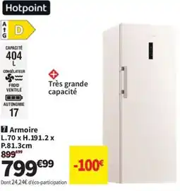 Conforama HOTPOINT Armoire L.70 x H.191.2 x P.81.3cm offre