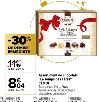 Carrefour Assortiment de chocolats "Le Temps des Fêtes" Cémoi offre