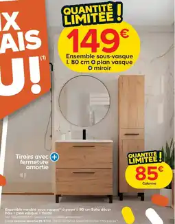 Castorama Ensemble meuble sous-vasque à poser 1. 80 cm Soho décor bois + plan vasque + miroir offre