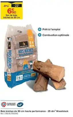 Castorama Bois bûches de 30 cm haute performance - 25 dm³ woodstock offre