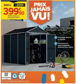 Castorama Abri de jardin skylight surface extérieure 4,23 m² offre