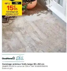 Castorama Carrelage extérieur Volfy beige 30 x 60 cm offre