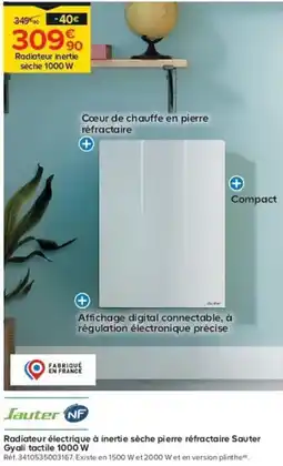 Castorama Radiateur électrique à inertie sèche pierre réfractaire sauter offre