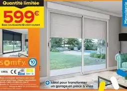 Castorama Baie coulissante alu blanc avec volet roulant électrique intégré motorisation offre
