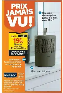 Castorama Absorbeur d'humidité compact 25 m² vert kaki + 1 tablette 500 g Starwax offre