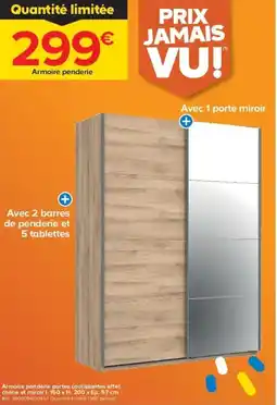 Castorama Armoire penderie portes coulissantes effet chêne et miroir offre