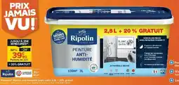 Castorama Peinture Ripolin anti-humidité blanc satin 2,5L +20% gratuit offre