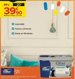 Castorama Peinture Dulux Valentine Crème De Couleur satin lin clair 2,5L offre