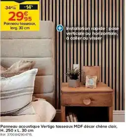 Castorama Panneau acoustique vertigo tasseaux mdf décor chêne clair, offre
