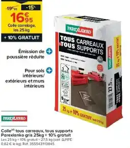 Castorama Colled tous carreaux, tous supports Parexlanko gris 25kg + 10% gratui offre