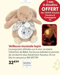 La Grande Récré Veilleuse musicale lapin offre