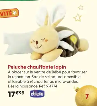 La Grande Récré Peluche chauffante lapin offre