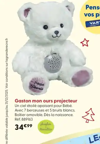La Grande Récré Gaston mon ours projecteur offre