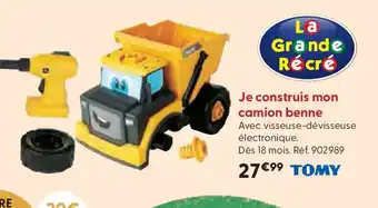La Grande Récré TOMY Je construis mon camion benne offre