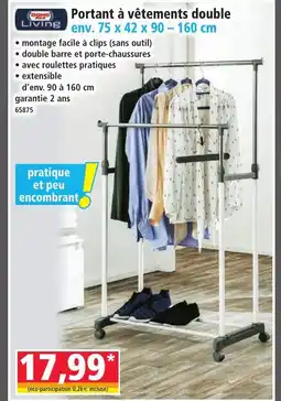 Norma Portant à vêtements double env. 75 x 42 x 90 - 160 cm offre