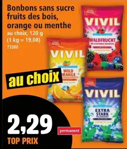 Norma Bonbons sans sucre fruits des bois, orange ou menthe offre