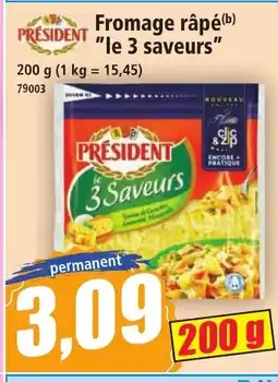 Norma PRESIDENT Fromage râpé le 3 saveurs offre