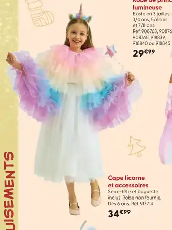 La Grande Récré Cape licorne et accessoires offre