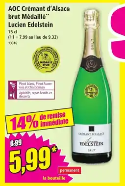 Norma Aoc crémant d'alsace brut médaillé lucien edelstein offre