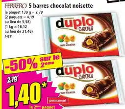 Norma FERRERO 5 barres chocolat noisette offre