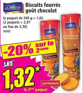 Norma Delicia Biscuits fourrés goût chocolat offre