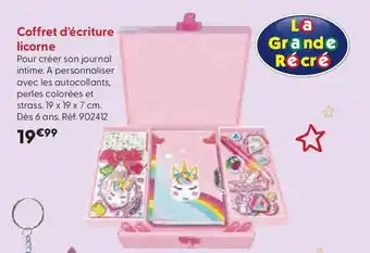 La Grande Récré Coffret d'écriture licorne offre