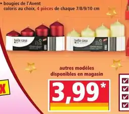 Norma bougies de l'Avent coloris au choix, 4 pièces de chaque 7/8/9/10 cm offre