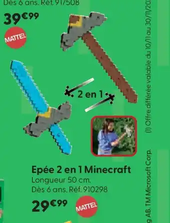 La Grande Récré Epée 2 en 1 Minecraft offre