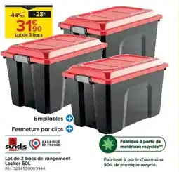 Castorama Lot de 3 bacs de rangement locker 60 l offre