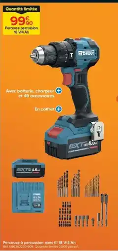 Castorama Perceuse à percussion sans fil 18 V/4 Ah offre