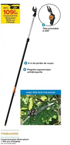 Castorama Coupe-branches télescopique + tête scie d'élagage offre