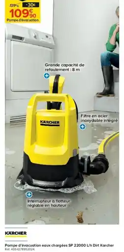 Castorama KÄRCHER Pompe d'évacuation eaux chargées SP 22000 L/h Dirt Karcher offre