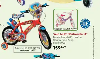 La Grande Récré Vélo La Pat'Patrouille 14" offre