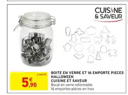 Intermarché Hyper Boite en verre et 16 emporte pieces halloween offre