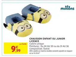 Intermarché Hyper Chausson enfant ou junior licence offre
